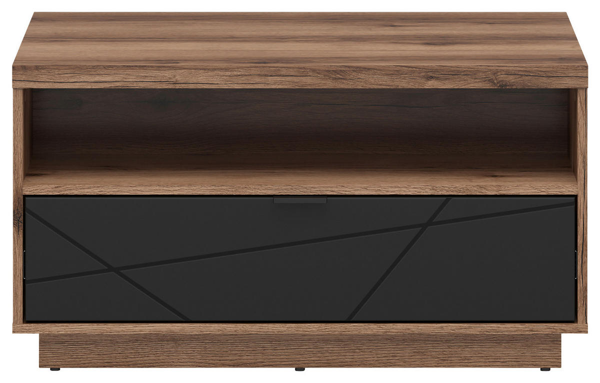 COUCHTISCH 90/60/48,5 cm rechteckig Schwarz, Eichefarben  - Eichefarben/Schwarz, Design, Holzwerkstoff/Kunststoff (90/60/48,5cm)