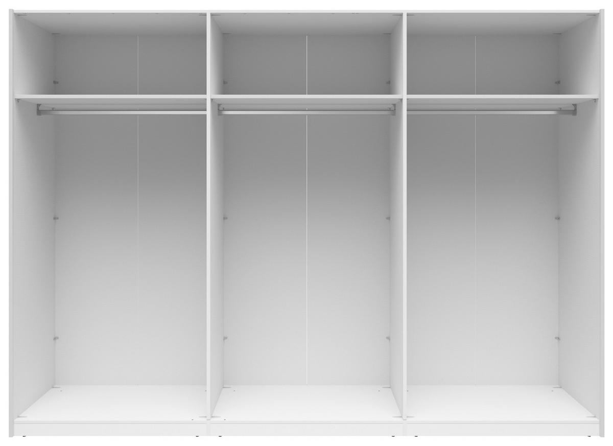 SCHWEBETÜRENSCHRANK 300/216/64 cm 3-türig Weiß  - Silberfarben/Weiß, Basics, Glas/Holzwerkstoff (300/216/64cm) - Boxxx