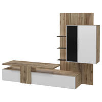 WOHNWAND  in Weiß, Eichefarben  272/194/58,3 cm  - Eichefarben/Weiß, Design, Glas/Holz (272/194/58,3cm) - Voglauer