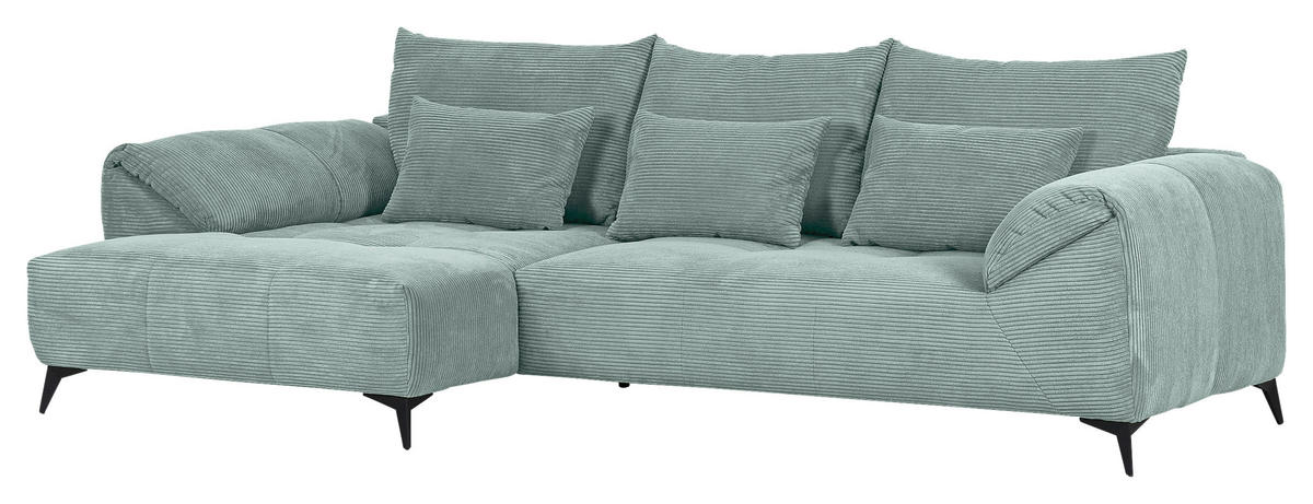 ECKSOFA Mintgrün Cord Zierkissen, Rückenkissen, Rücken echt  - Schwarz/Mintgrün, KONVENTIONELL, Textil/Metall (176/311cm) - Carryhome