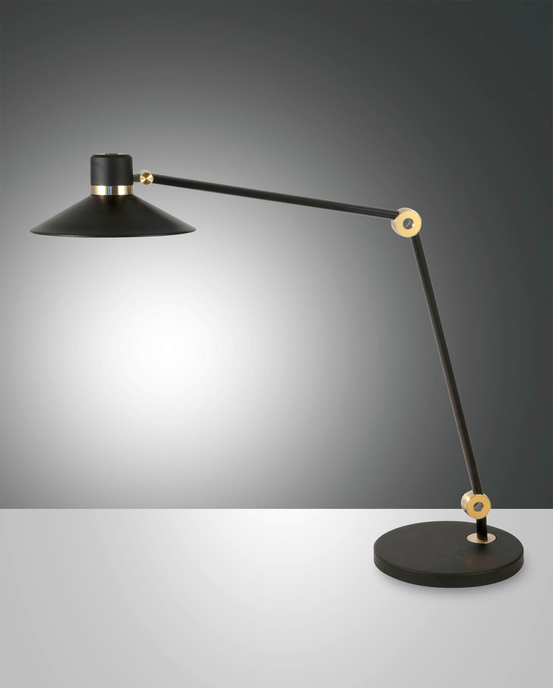 LED-SCHREIBTISCHLEUCHTE Panarea 78/85 cm   - Goldfarben/Schwarz, Basics, Metall (78/85cm) - Fabas Luce