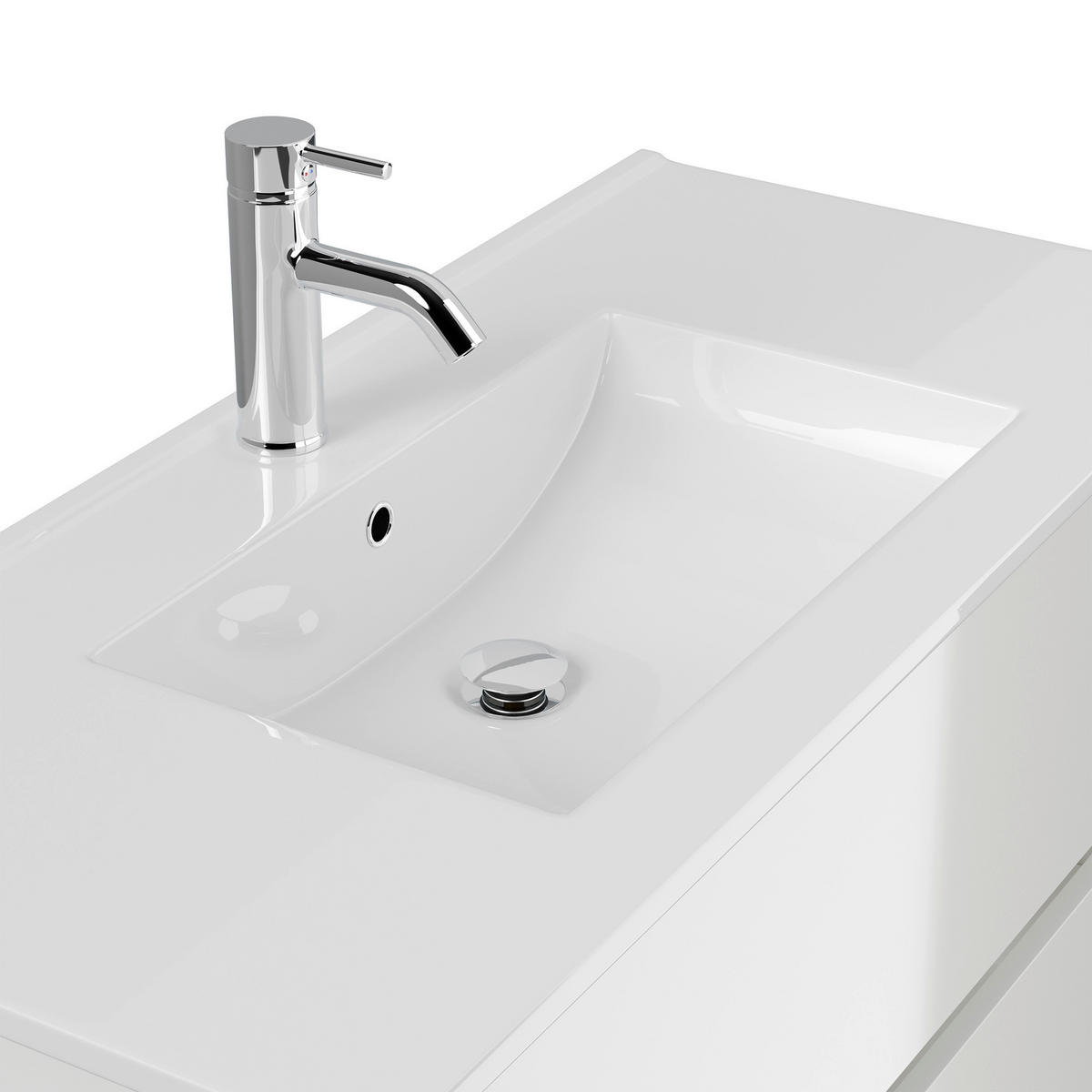 BADEZIMMER 2-teilig  in 100 cm  - Weiß Hochglanz/Weiß, Basics, Keramik/Holzwerkstoff (100cm) - MID.YOU