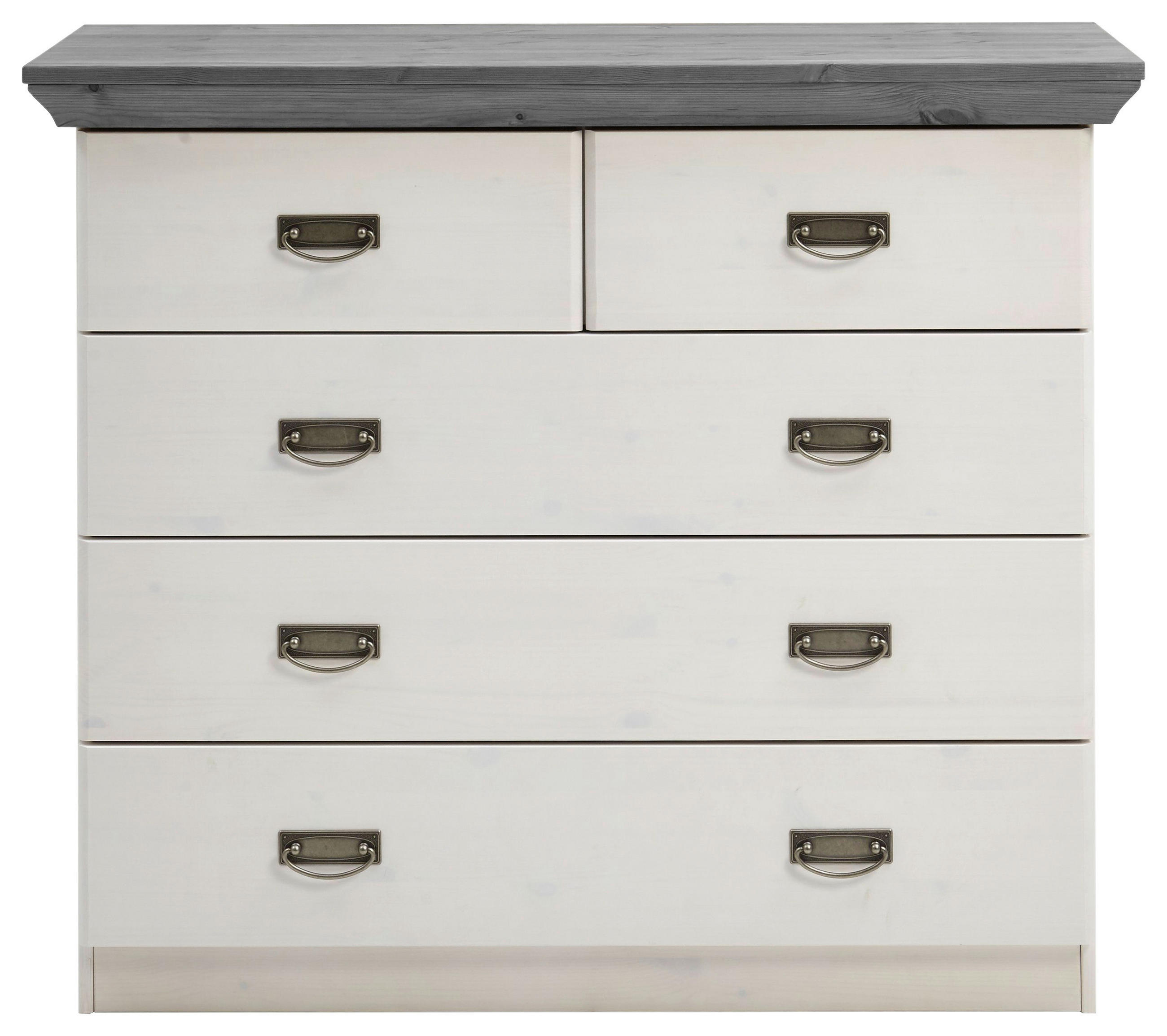 KOMMODE  in 105,7/90,3/50 cm  - Silberfarben/Weiß, ROMANTIK / LANDHAUS, Holz/Metall (105,7/90,3/50cm) - Boxxx
