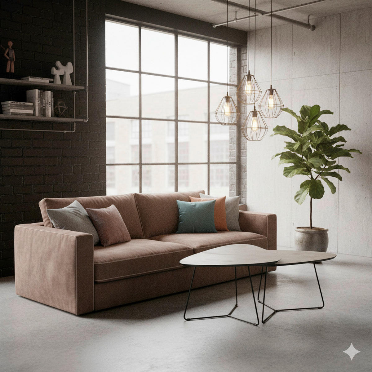 COUCHTISCH 59/87/43 cm wellenförmig Kaschmir  - Kaschmir/Schwarz, Design, Holzwerkstoff/Metall (59/87/43cm) - Livetastic