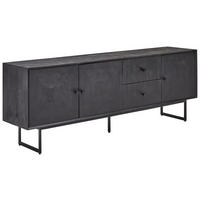 Nassau Lowboard  in 180/65/40 cm  - Schwarz, Design, Holz/Metall (180/65/40cm) - Livetastic