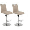 BARHOCKER-SET Lederlook Cappuccino Stahl Sitzfläche 360° drehbar, mit Griff  - Chromfarben/Weiß, MODERN, Textil/Metall (38/97-119/50cm) - MID.YOU