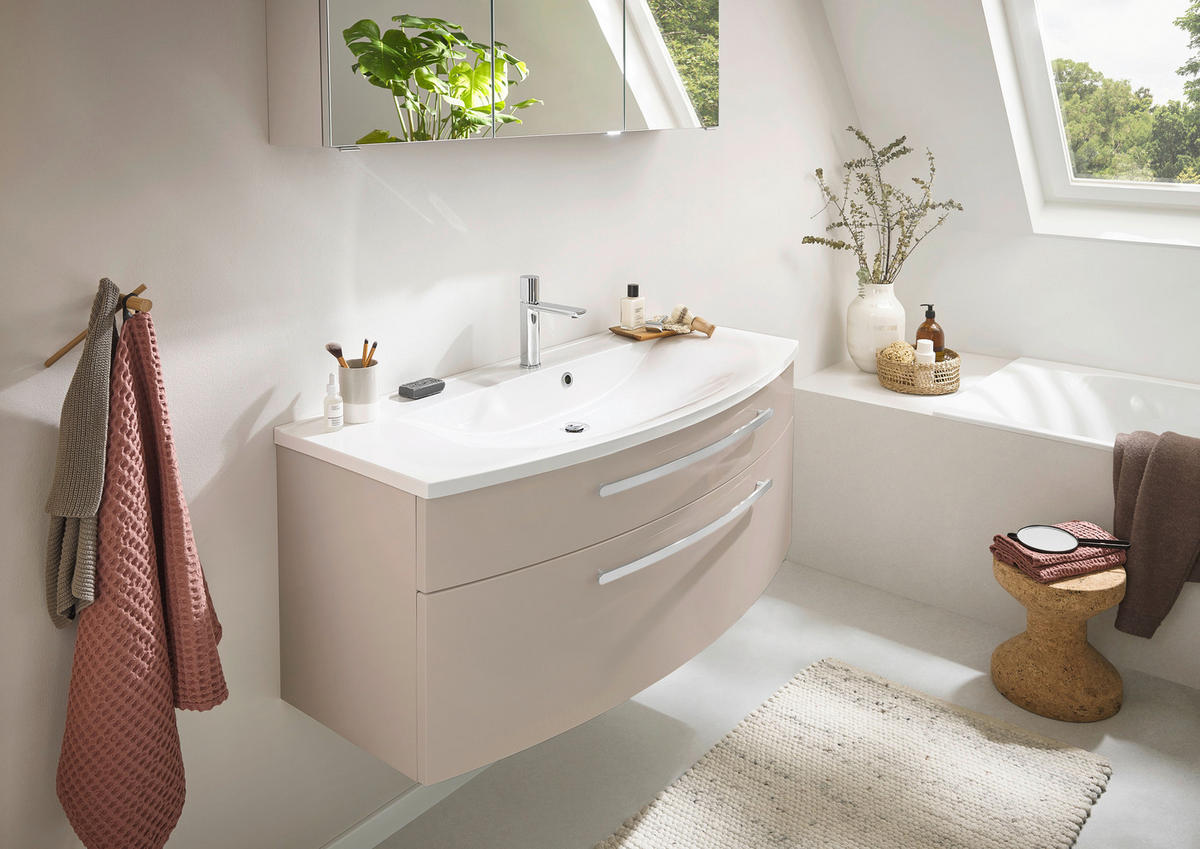 BADEZIMMER 3-teilig  in 120 cm  - Chromfarben/Kaschmir, MODERN, Glas/Holzwerkstoff (120cm) - Novel