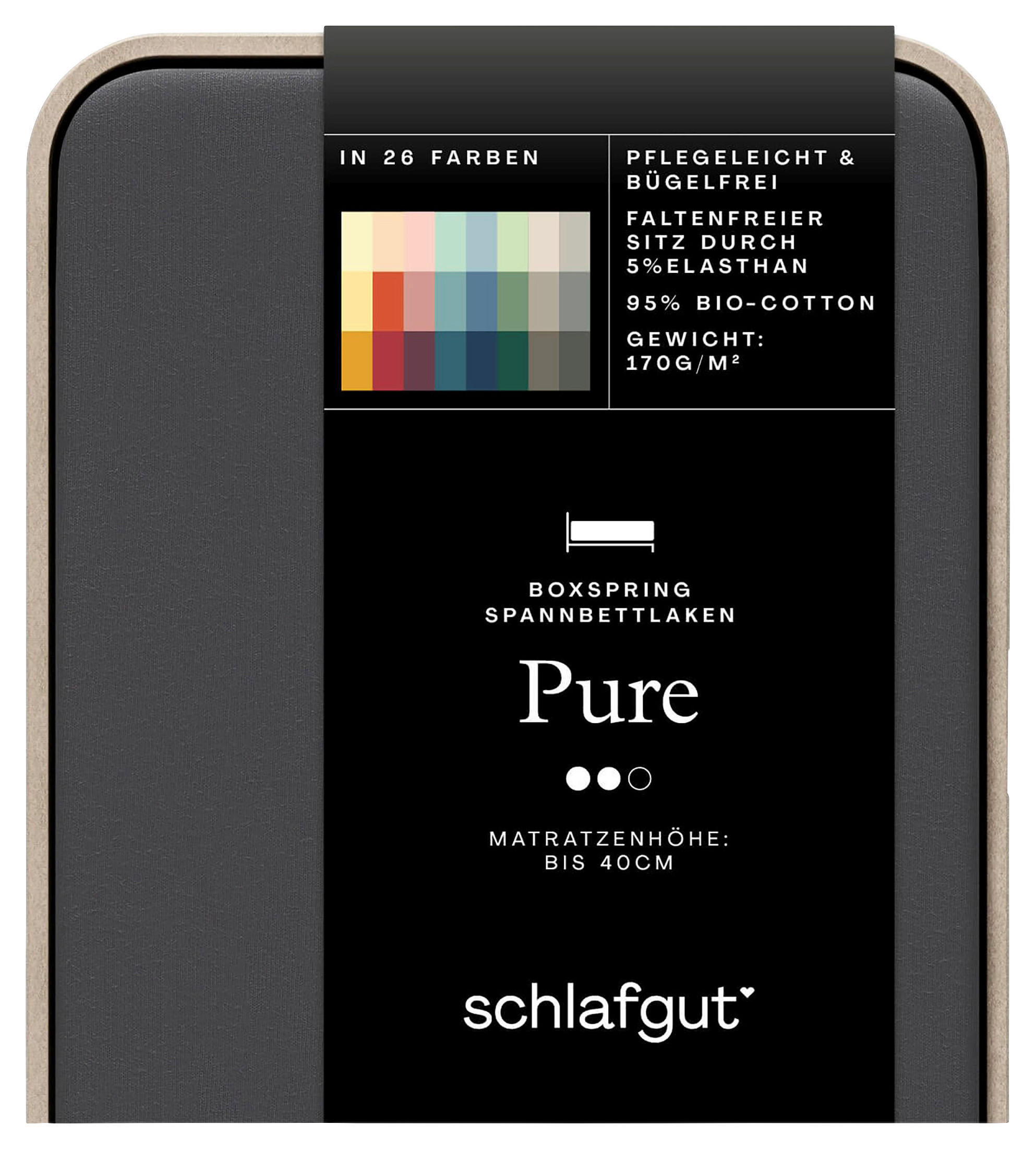 BOXSPRING-SPANNLEINTUCH PURE Jersey  - Dunkelgrau, Basics, Textil (90-100/190-220cm) - Schlafgut