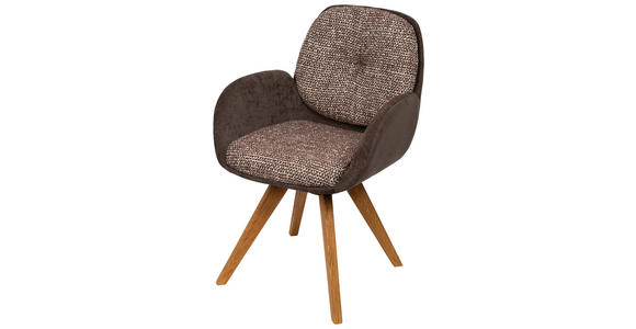 ARMLEHNSTUHL  in Webstoff  - Eichefarben/Braun, Design, Holz/Textil (59/90/64cm) - Linea Natura