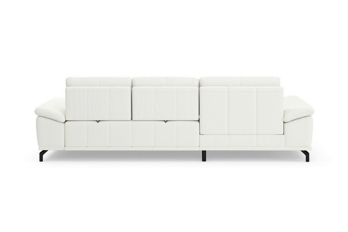 ROHOVÁ SEDAČKA, kůže, bílá - bílá/černá, Basics, kov/kůže (176/301cm) - Sit & More