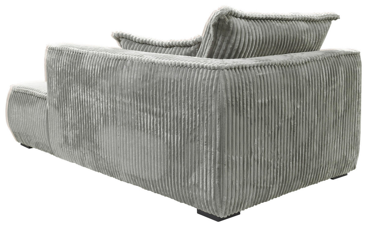 RÉCAMIERE in Cord Hellgrau  - Hellgrau/Schwarz, Design, Holz/Textil (207/75/121cm) - MID.YOU