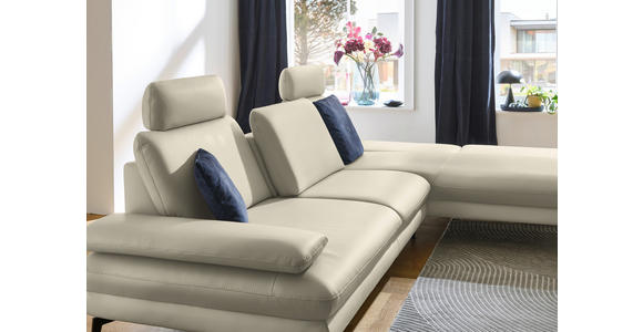 ECKSOFA in Echtleder Ecru 308/195 cm - Ecru/Schwarz, Design, Leder/Metall (308/195cm) - Dieter Knoll