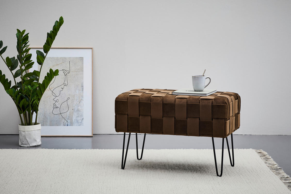 DLHÁ TABURETKA, kov, textil, 72/49/42 cm - hnedá/čierna, Trend, kov/textil (72/49/42cm) - Xora