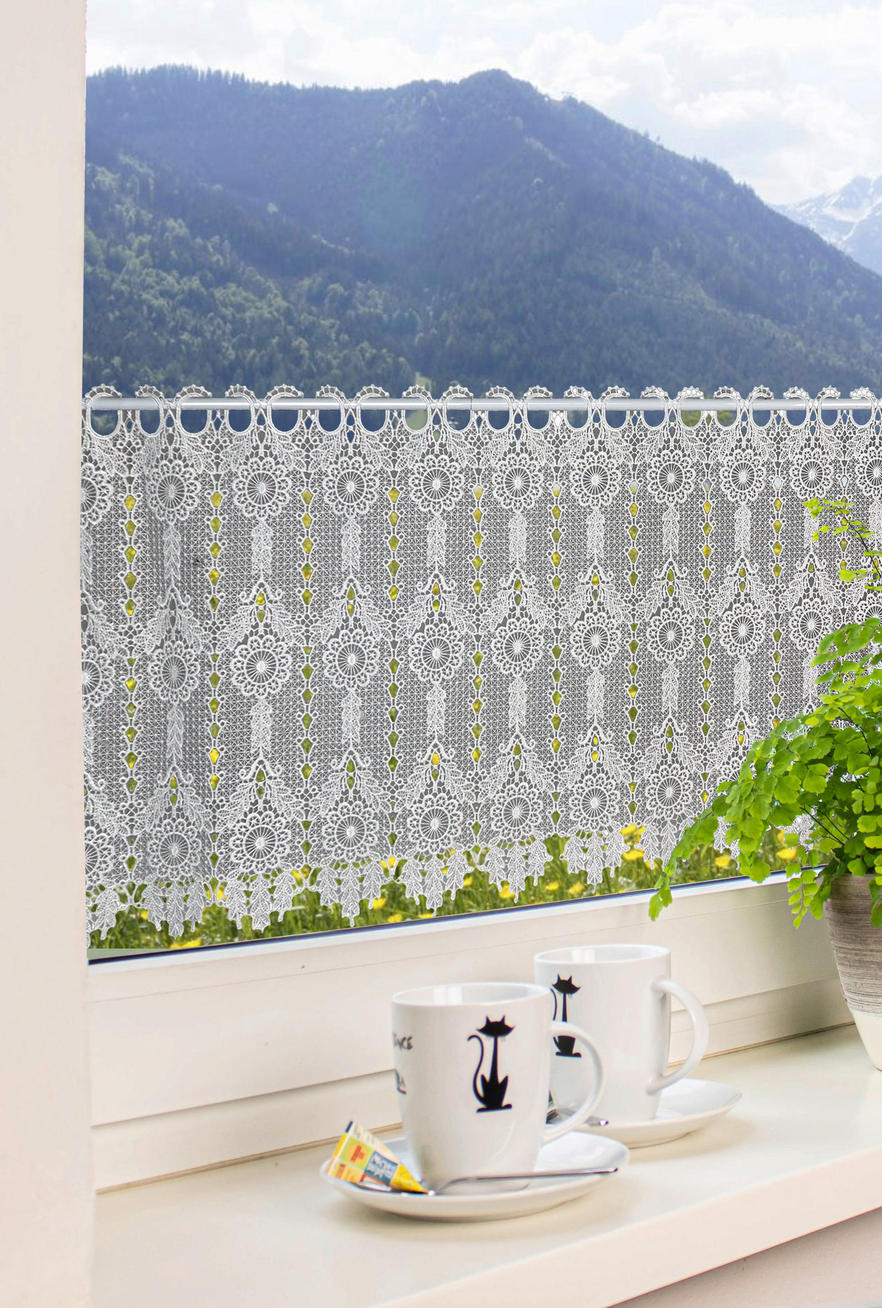 KURZGARDINE   140/48 cm   - Weiß, KONVENTIONELL, Textil (140/48cm)