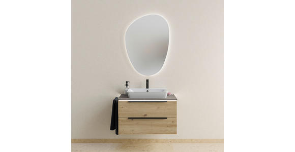 WASCHTISCHKOMBI 85 cm  - Schwarz/Eiche Artisan, KONVENTIONELL, Keramik/Holzwerkstoff (85cm) - Dieter Knoll