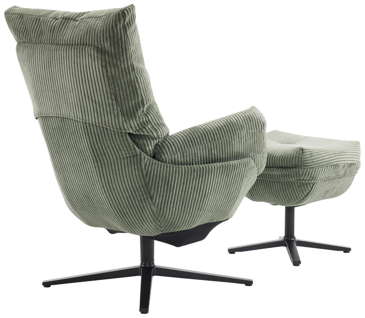 RELAXSESSELSET Cord Relaxfunktion, Hocker    - Schwarz/Grün, Design, Textil/Metall (77/100/78cm) - Carryhome
