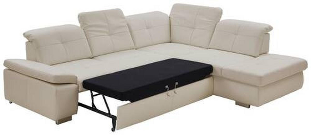 ECKSOFA in Echtleder Weiss  - Weiss, Basics, Leder/Metall (312/260cm) - Beldomo Premium