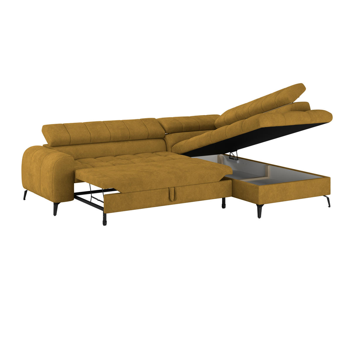 ECKSOFA in Terracotta  - Terracotta/Schwarz, Trend, Kunststoff/Textil (261/203cm) - Livetastic