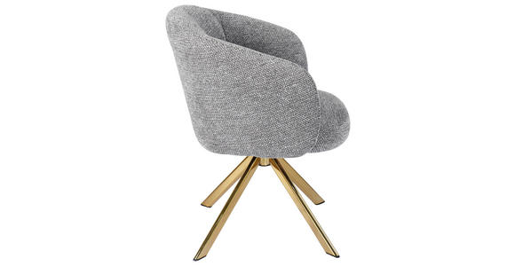 ARMLEHNSTUHL  Sitzfläche 360° drehbar Mikrofaser  Grau, Goldfarben  - Goldfarben/Grau, Design, Textil/Metall (65.5/82/61.5cm) - Hom`in