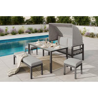 DINING-LOUNGESET  5-teilig  - Anthrazit/Grau, Modern, Glas/Textil - Ambia Garden