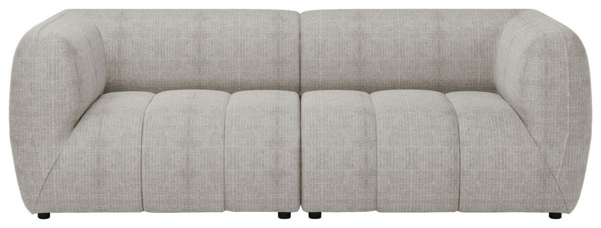 SOFA in Struktur Creme  - Creme/Schwarz, Design, Holz/Textil (240/80/95cm) - MID.YOU