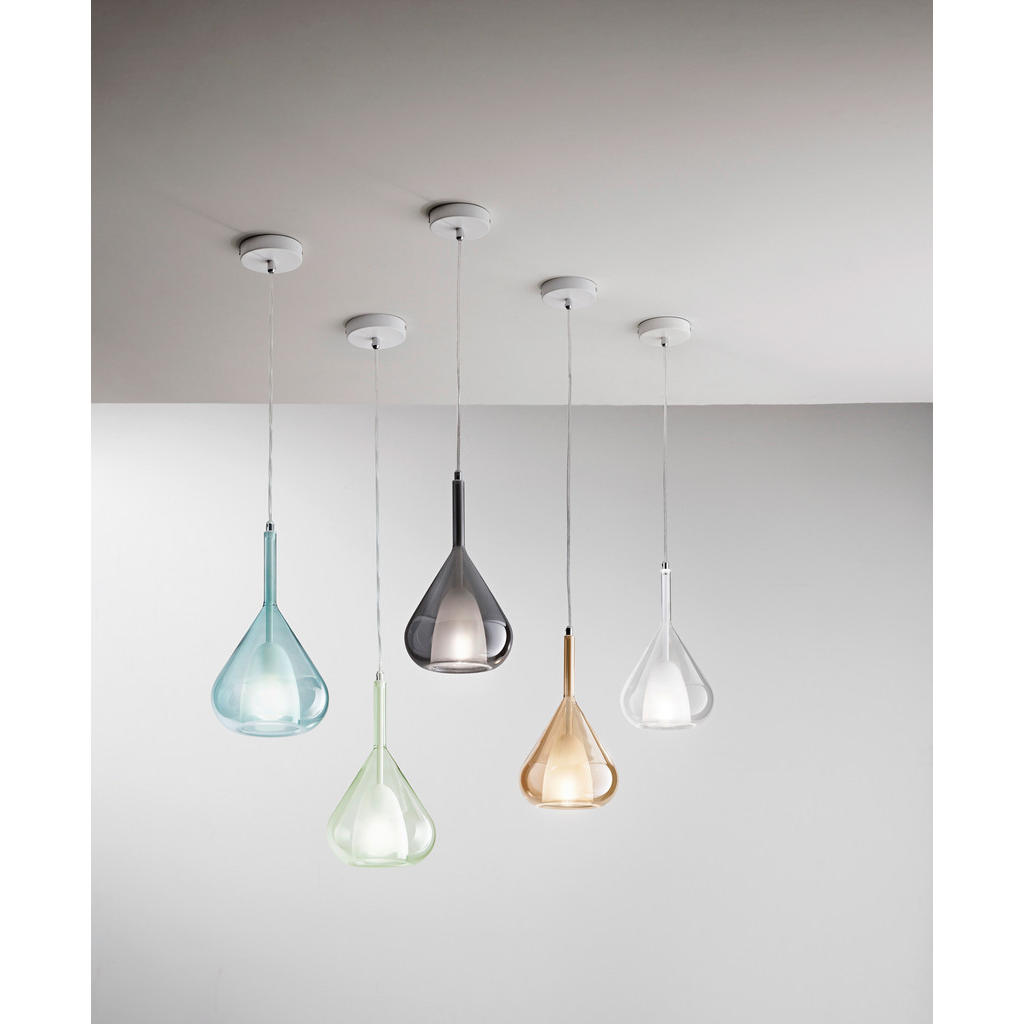 Thumbnail - Fabas Luce Pendelleuchte Lila, Glas, 200 cm, ISO 9001, höhenverstellbar, Lampen & Leuchten, Innenbeleuchtung, Hängelampe...