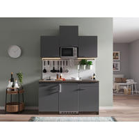 MINIKÜCHE 150 cm   in Grau  - Eichefarben/Alufarben, Basics, Holzwerkstoff/Kunststoff (150cm) - Respekta