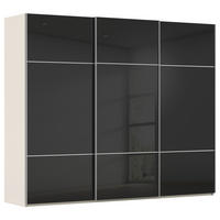 SCHWEBETÜRENSCHRANK 242/223/68 cm,  in Schwarz, Champagner, 3 Tür(en)  - Champagner/Alufarben, KONVENTIONELL, Glas/Holzwerkstoff (242/223/68cm) - Novel