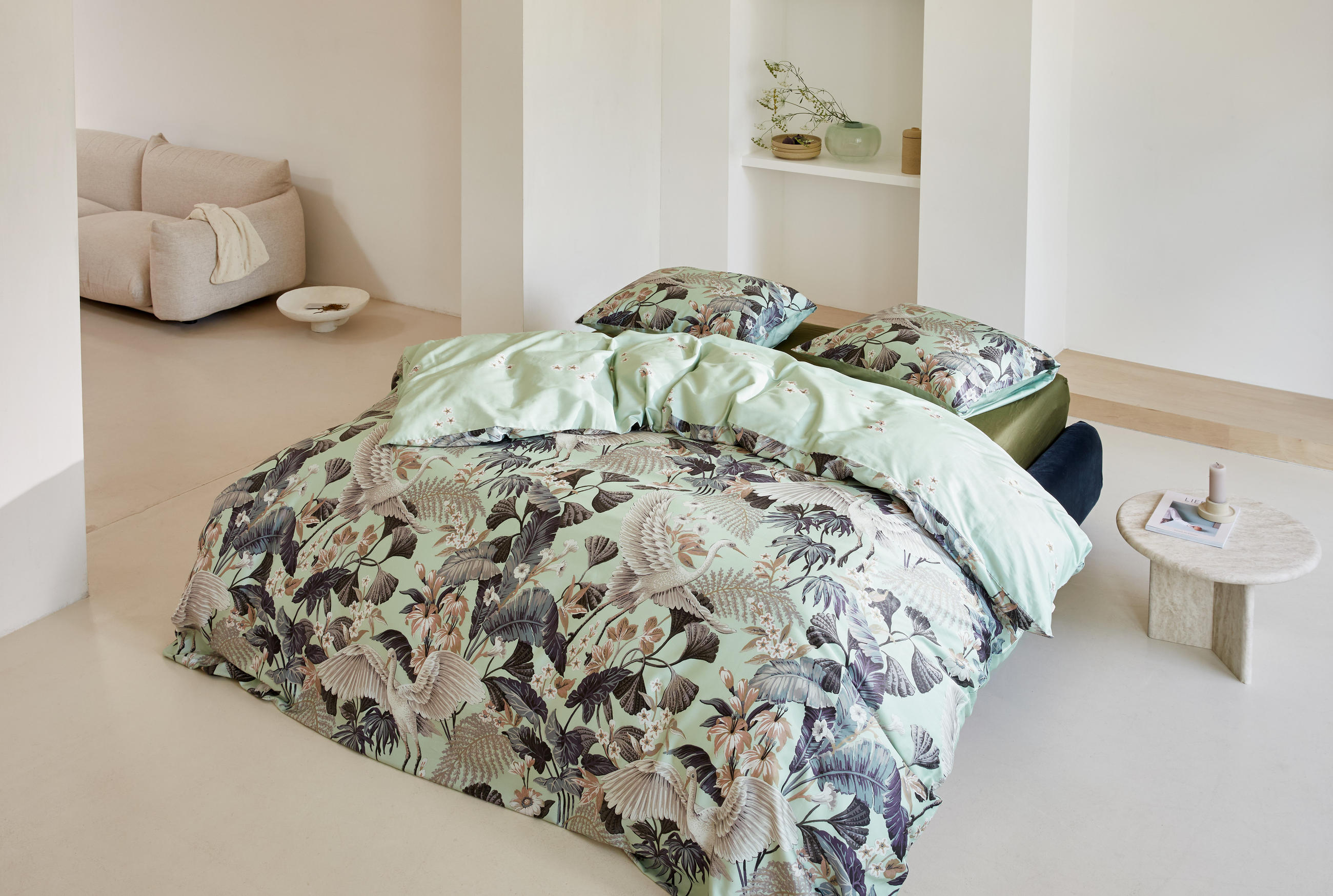 WENDEBETTWÄSCHE SS22 Satin  - Grün, KONVENTIONELL, Textil (155/220cm) - Essenza