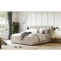 BOXSPRINGBETT 140/200 cm  in Beige  - Beige/Schwarz, Holzwerkstoff/Textil (140/200cm) - MID.YOU