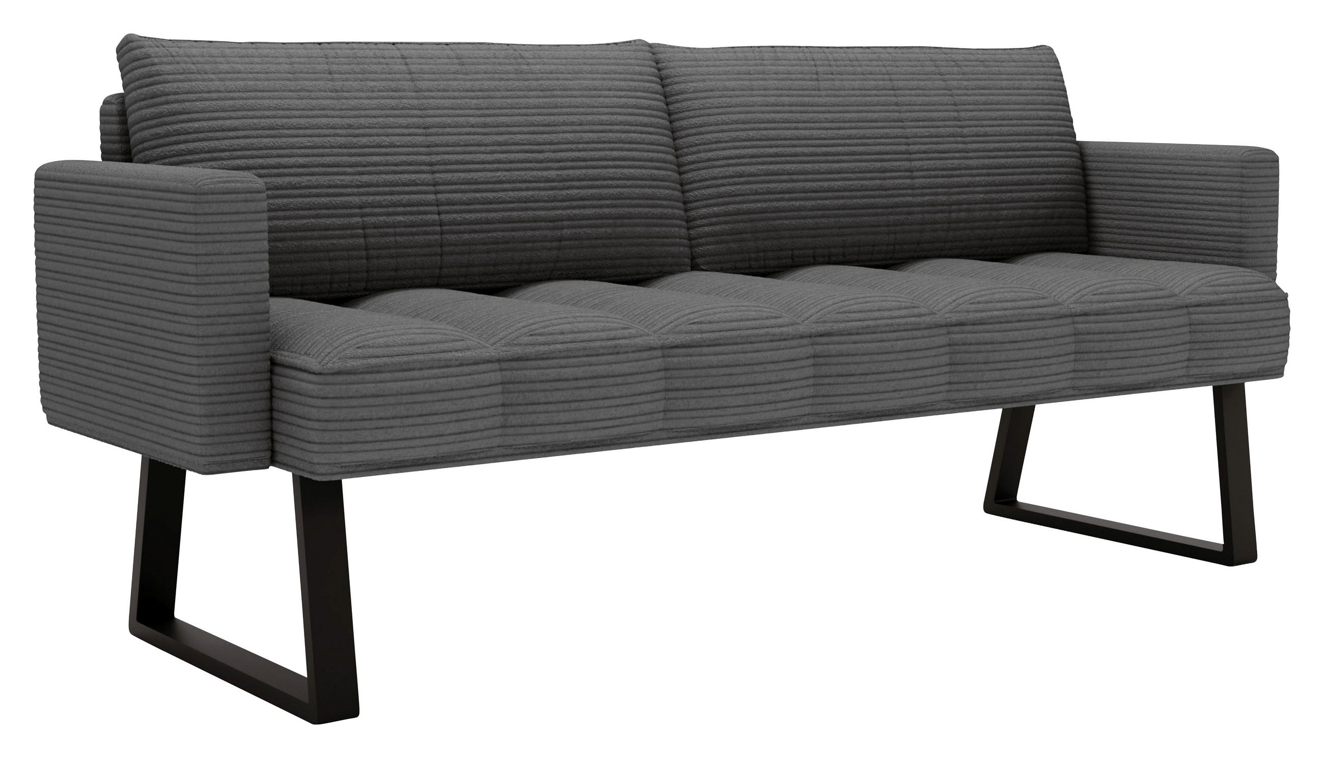SITZBANK 200/88/69 cm Struktur Anthrazit Metall  - Anthrazit/Schwarz, Design, Textil/Metall (200/88/69cm) - Valdera