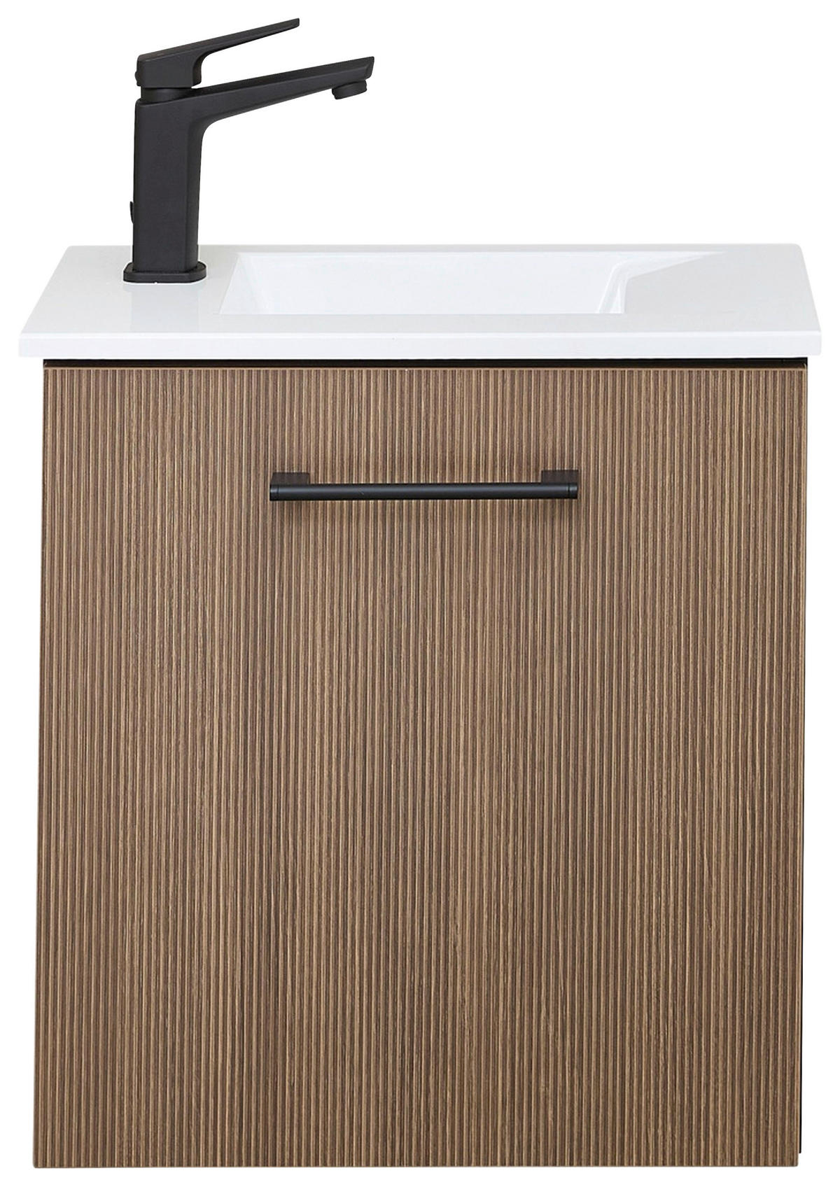 WASCHTISCHKOMBI 48 cm  - Eiche dunkel/Schwarz, MODERN, Holzwerkstoff/Stein (48cm) - Sadena