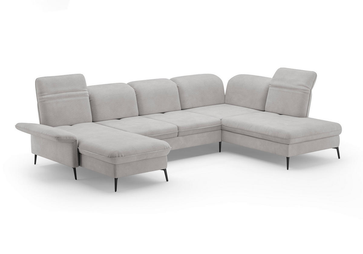SALON PANORAMIQUE in Flachgewebe Silberfarben  - Silberfarben/Schwarz, Konventionell, Textil/Metall (198/359/231cm) - Sit & More
