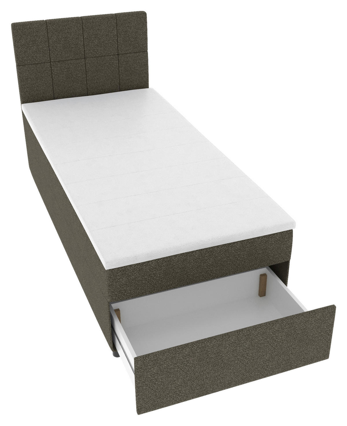 BOXBETT 90/200 cm,  in Anthrazit, Matratze, Topper, Bettschublade, H3 = fest  - Anthrazit/Schwarz, KONVENTIONELL, Kunststoff/Textil (90/200cm) - Boxxx