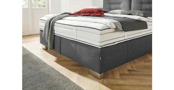 BOXSPRINGBETT 200/200 cm  in Grau  - Chromfarben/Grau, KONVENTIONELL, Textil (200/200cm) - Dieter Knoll