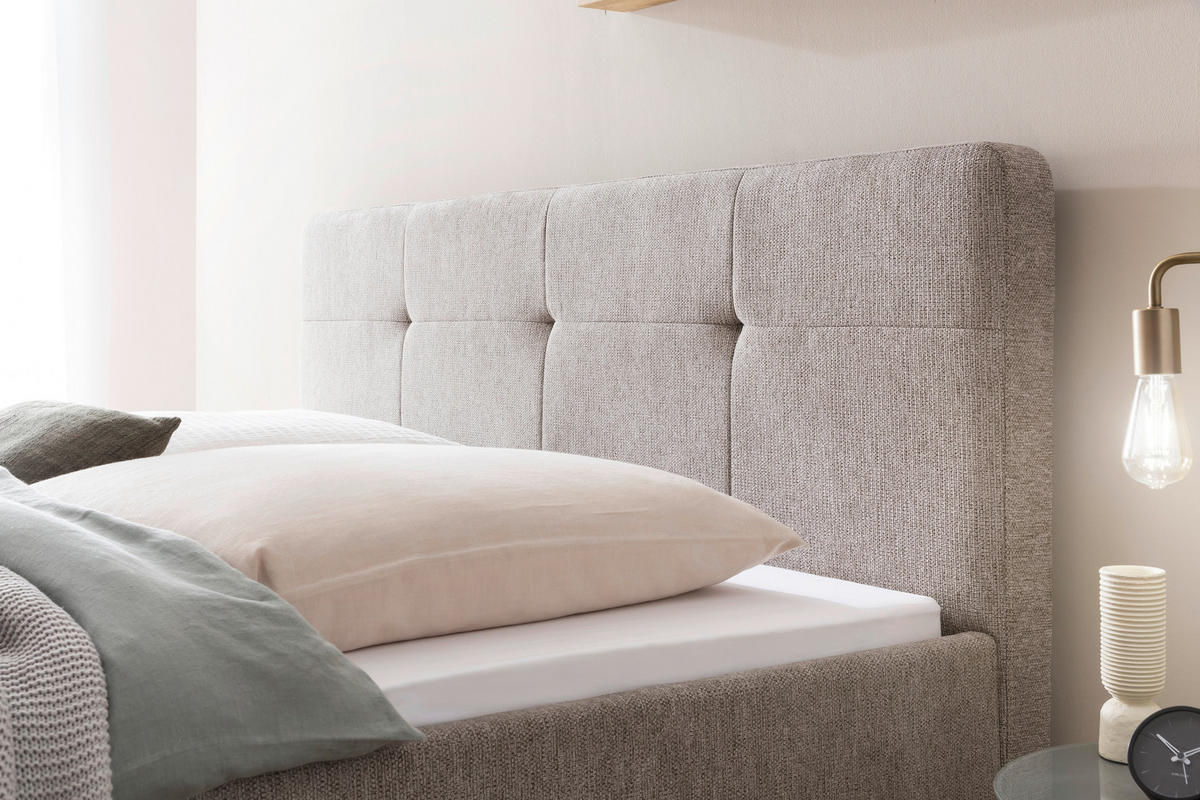 POLSTERBETT 180/200 cm  Taupe  - Taupe/Eichefarben, Basics, Holz/Textil (180/200cm) - Xora