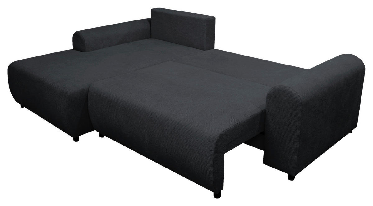 ECKSOFA in Struktur Schwarz  160/250 cm  - Schwarz, Design, Kunststoff/Textil (160/250cm) - MID.YOU