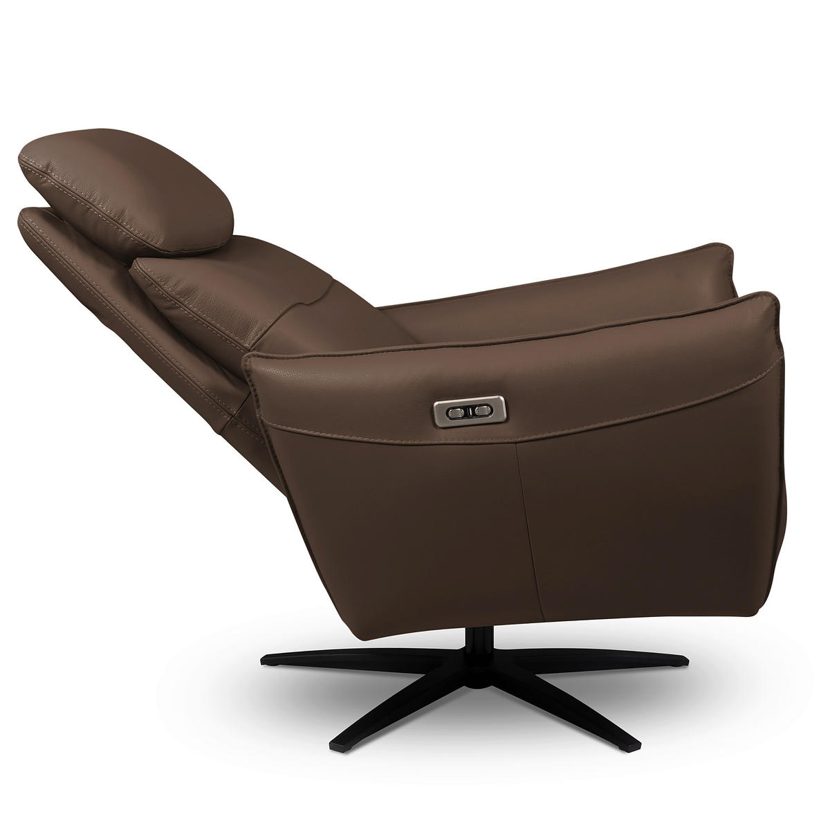 RELAXSESSEL in Leder Braun  - Schwarz/Braun, Design, Leder/Metall (77/107/88cm) - Livetastic