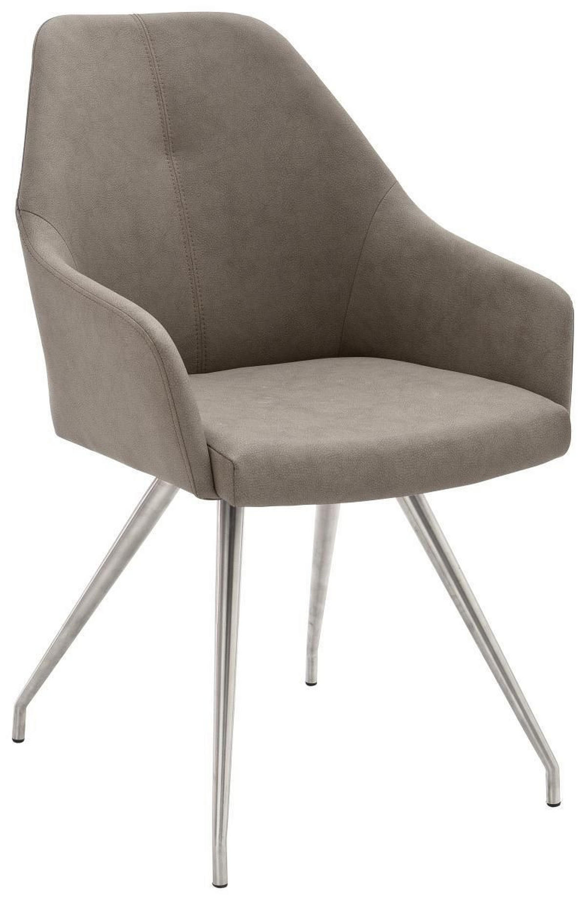 STUHL  in Edelstahl Lederlook Metall, Textil  - Taupe/Edelstahlfarben, Design, Textil/Metall (55/88/62cm) - Novel