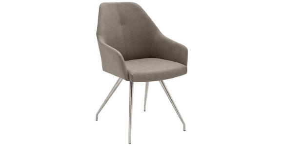 STUHL in Edelstahl Lederlook Metall, Textil - Taupe/Edelstahlfarben, Design, Textil/Metall (55/88/62cm) - Novel