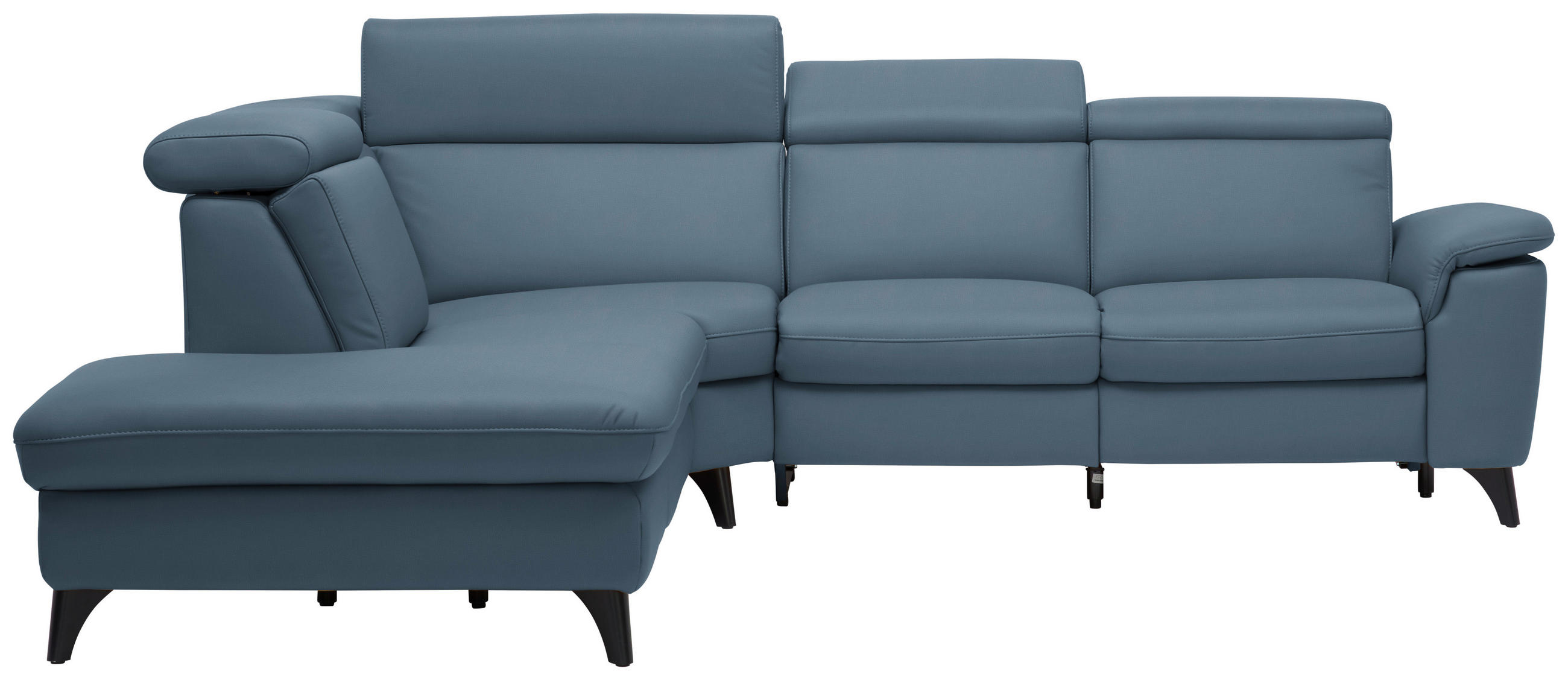 ECKSOFA in Echtleder Blau  239/285 cm  - Blau/Schwarz, Design, Leder/Metall (239/285cm) - Cantus