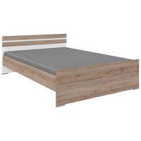 BETT 120/200 cm Weiß, Eiche San Remo  - Alufarben/Weiß, KONVENTIONELL (120/200cm) - Boxxx