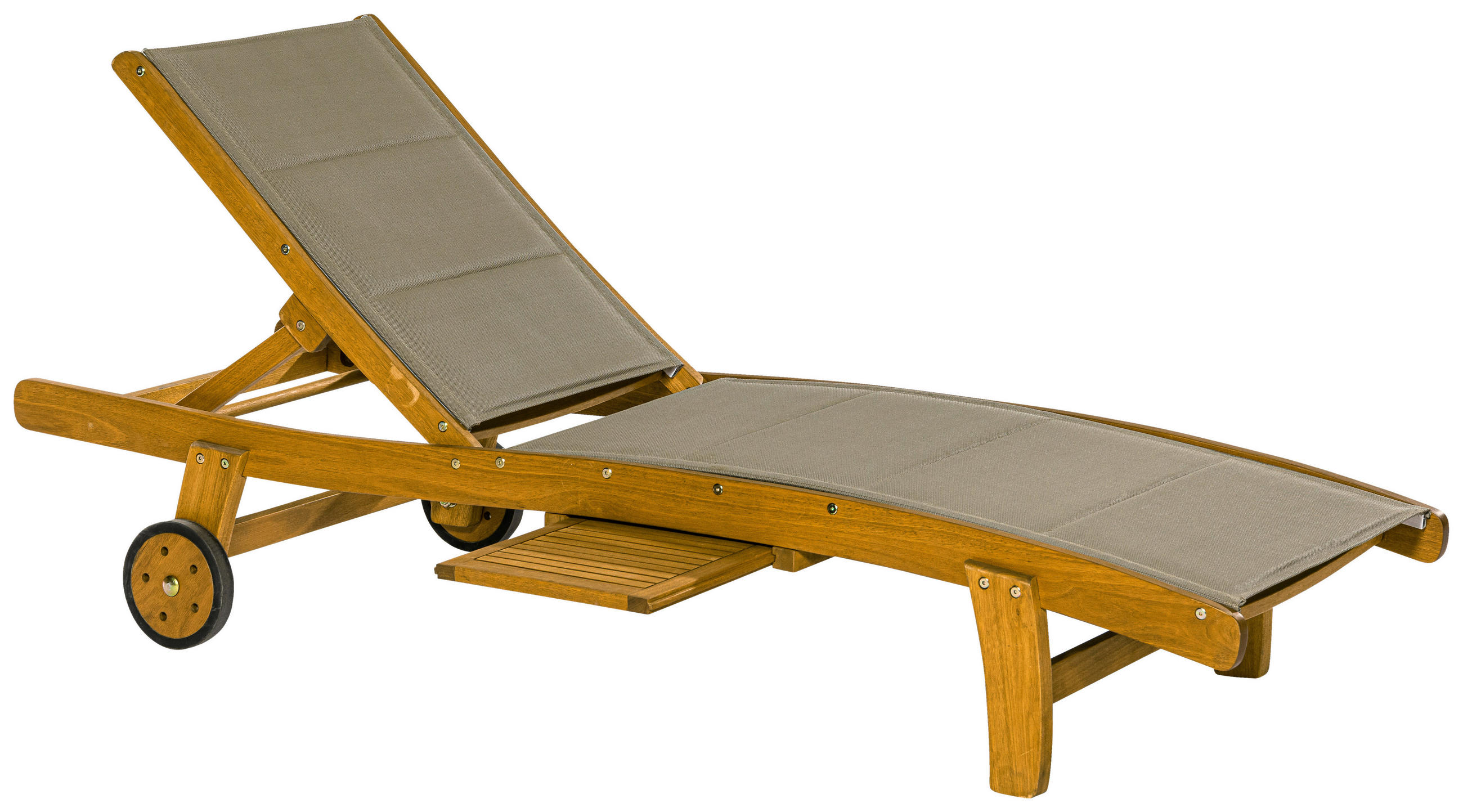 GARTENLIEGE 94/63/197 cm  - Taupe/Akaziefarben, KONVENTIONELL, Holz/Textil (94/63/197cm) - Gardenson