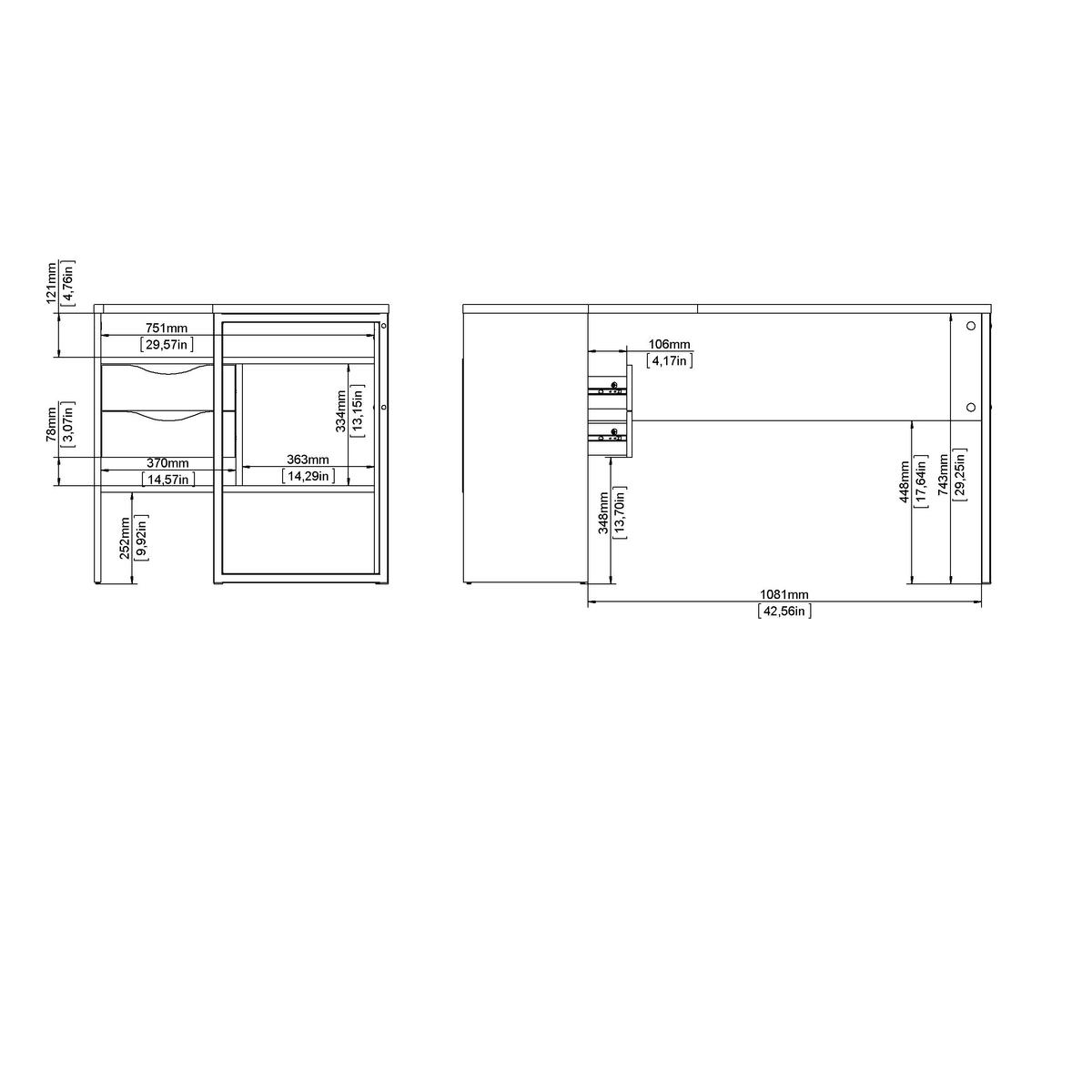 SCHREIBTISCH 145,1/81,1/76,8 cm  in Schwarz, Eichefarben  - Eichefarben/Schwarz, MODERN, Holzwerkstoff/Metall (145,1/81,1/76,8cm) - MID.YOU