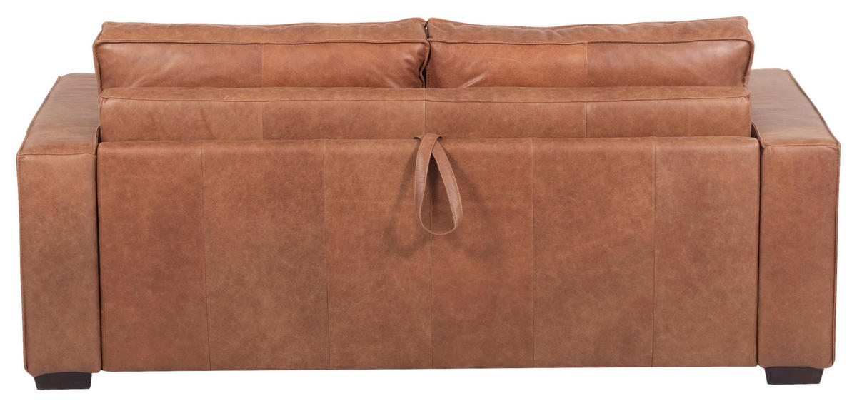 SCHLAFSOFA in Echtleder Cognac  - Cognac/Dunkelbraun, Design, Leder/Holz (203/85/99cm) - MID.YOU