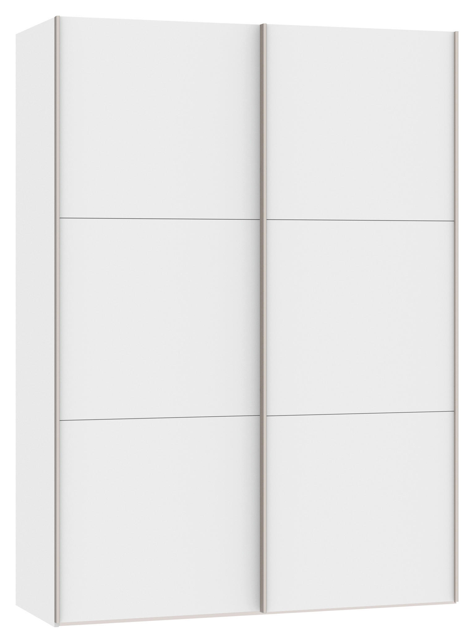 SCHWEBETÜRENSCHRANK 152/215/65 cm 2-türig Weiß - Edelstahlfarben/Weiß, Design, Holzwerkstoff (152/215/65cm) - Boxxx
