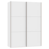 SCHWEBETÜRENSCHRANK in Weiss  - Weiss/Edelstahlfarben, Design, Holzwerkstoff (152/215/65cm) - Carryhome