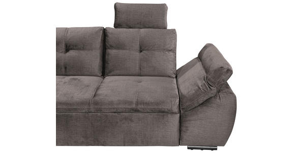 ECKSOFA in Mikrovelours Graubraun - Graubraun/Schwarz, KONVENTIONELL, Kunststoff/Textil (170/275cm) - Carryhome