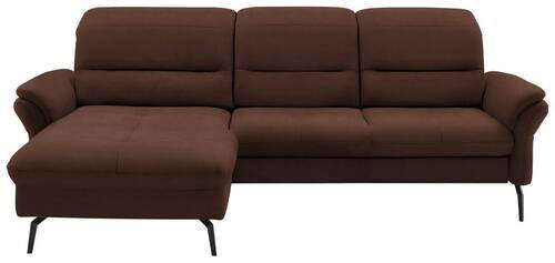 ECKSOFA in Flachgewebe Dunkelbraun  - Dunkelbraun/Schwarz, Konventionell, Textil/Metall (181/260cm) - Beldomo Speed