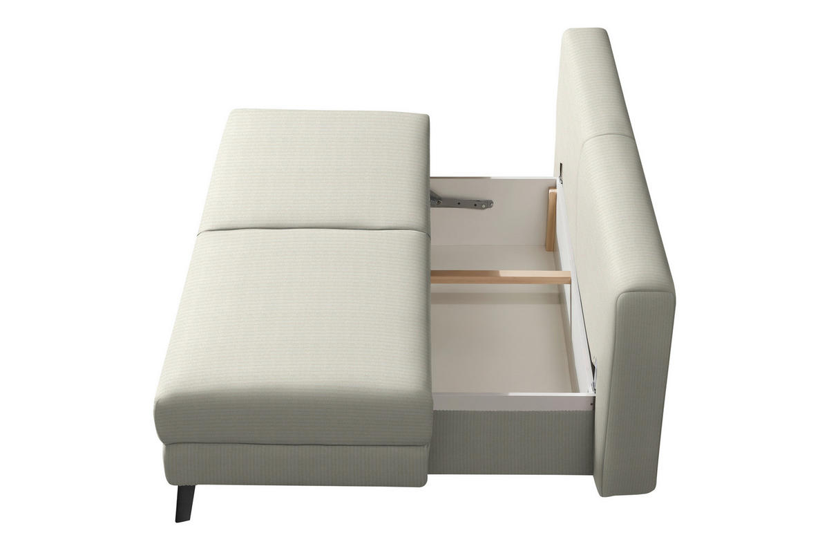 SCHLAFSOFA Cord Creme  - Creme/Schwarz, Modern, Textil/Metall (194/91/90cm) - Novel